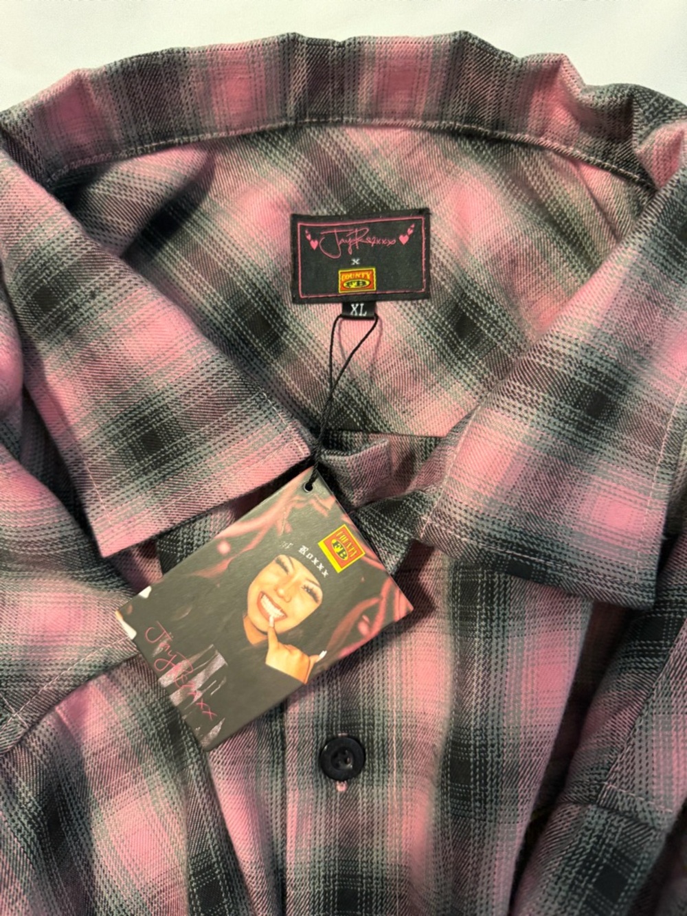 JAYROXXX X FB COUNTY Pink and Black flannel - XL